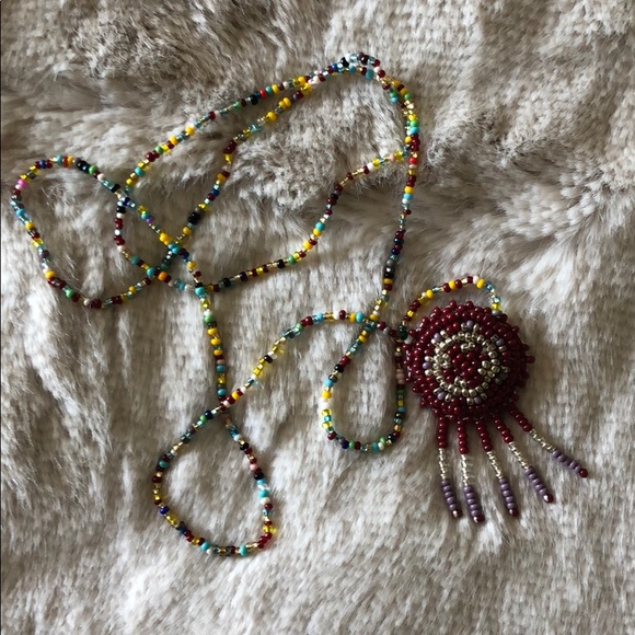 One-of-a-kind beaded dream catcher necklace - Picture 1 of 3